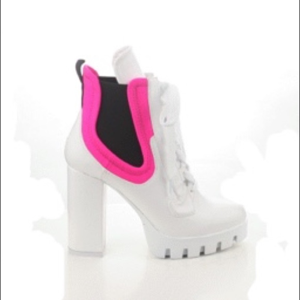 White Platform Lace Up Boots